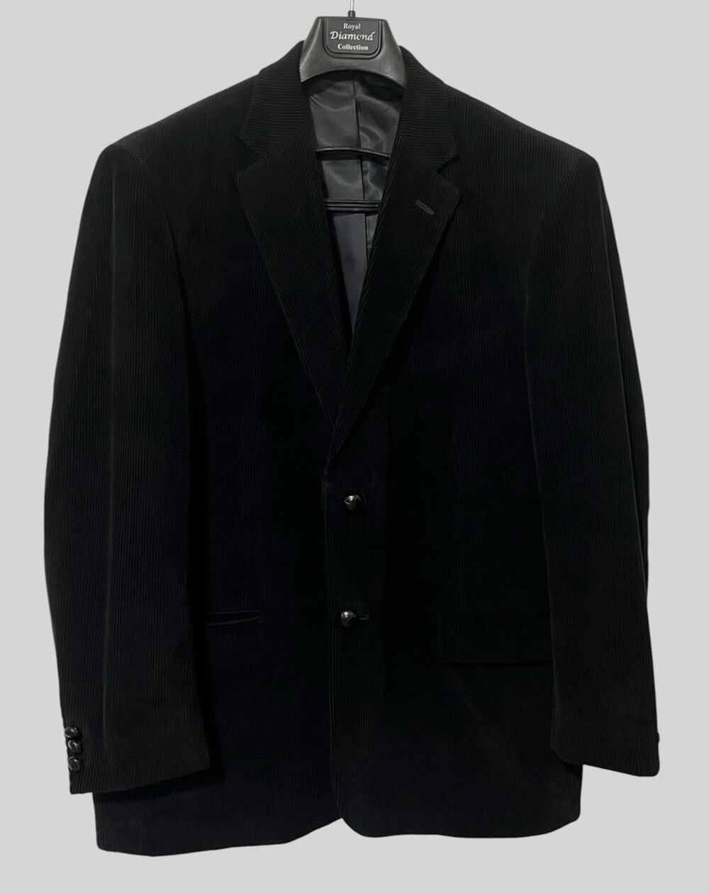 David Taylor Blazer Sport Coat Mens 44R Black Corduroy 2 Button Tailored Classic
